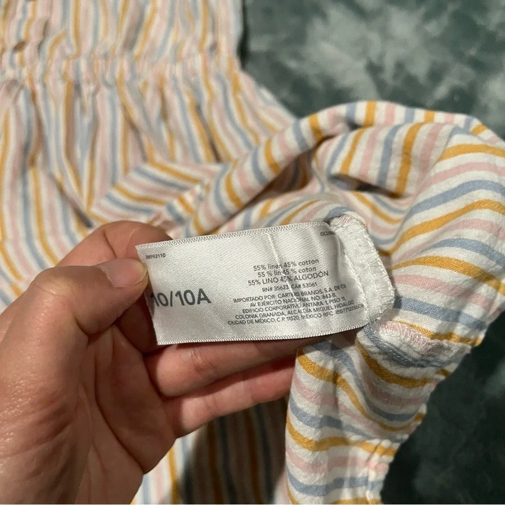 OshKosh B'gosh Girl's Multicolor Striped cotton linen blend Dress 10
